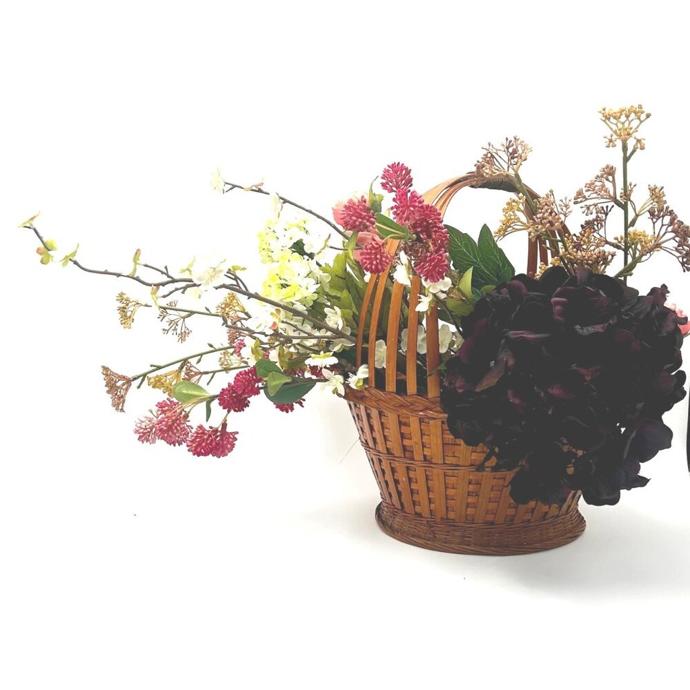 Large Rich Deep Brown Woven Rattan Basket With Braided Rim for Storage Or Decor